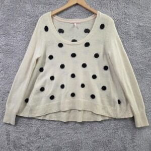 Victoria's Secret Angora Rabbit Hair Wool Blend Polka Dot Sweater Medium Ivory